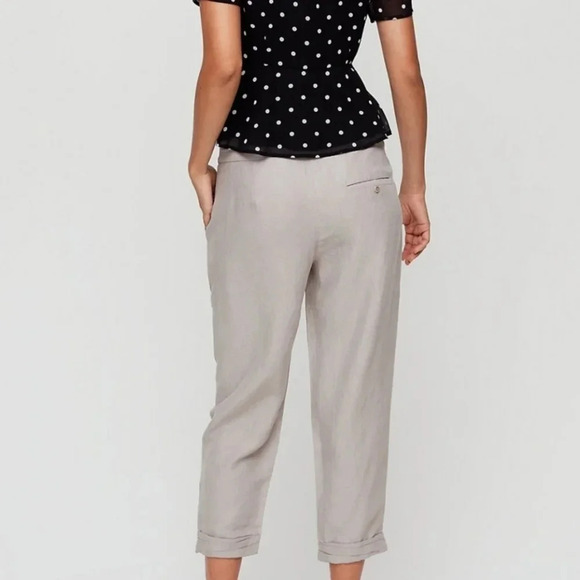 Aritzia Wilfred Allant Crepe Cropped Gray Trouser Pants Neutral Professional 2 - Picture 4 of 16